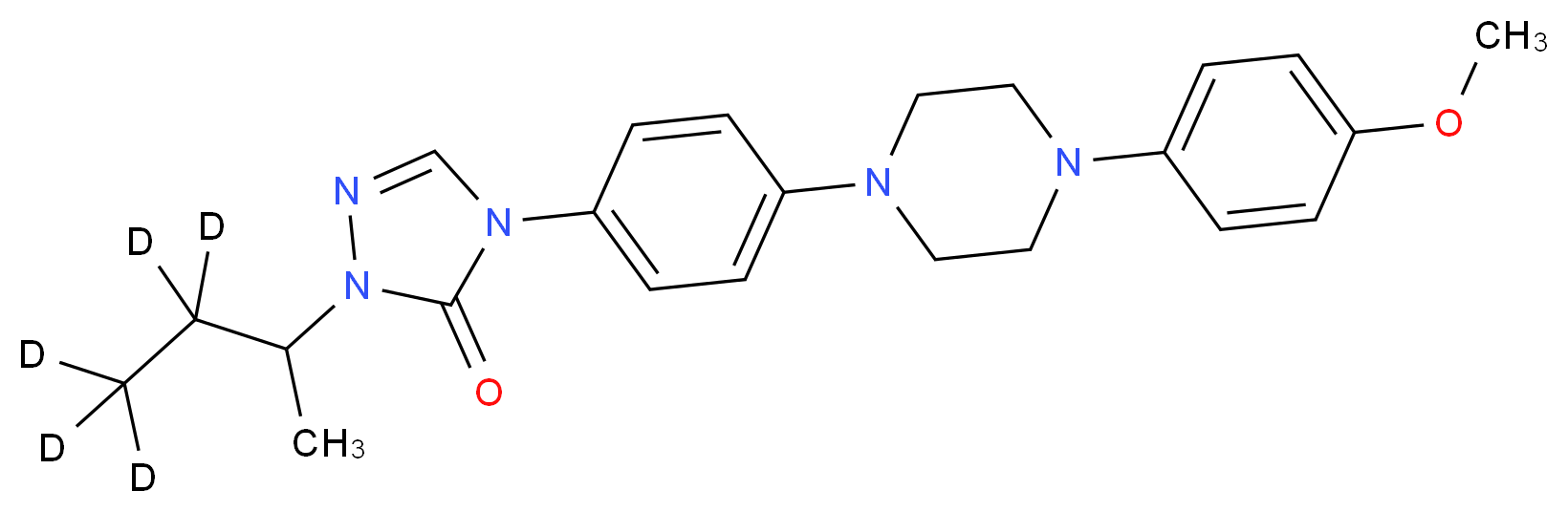 1-[(3,3,4,4,4-<sup>2</sup>H<sub>5</sub>)butan-2-yl]-4-{4-[4-(4-methoxyphenyl)piperazin-1-yl]phenyl}-4,5-dihydro-1H-1,2,4-triazol-5-one_分子结构_CAS_1020719-22-5