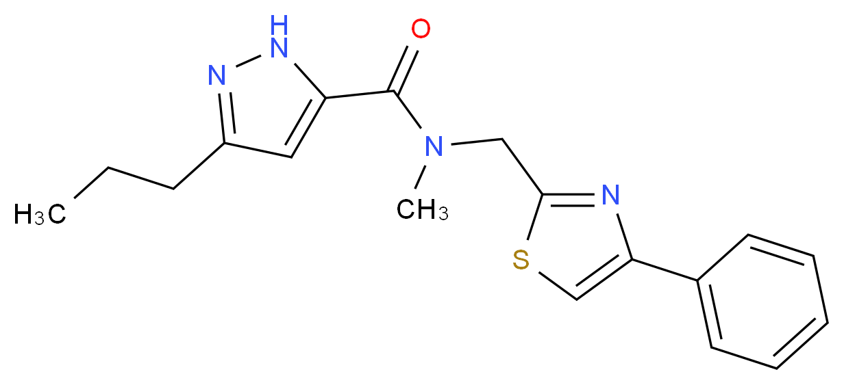 N-methyl-N-[(4-phenyl-1,3-thiazol-2-yl)methyl]-3-propyl-1H-pyrazole-5-carboxamide_分子结构_CAS_)