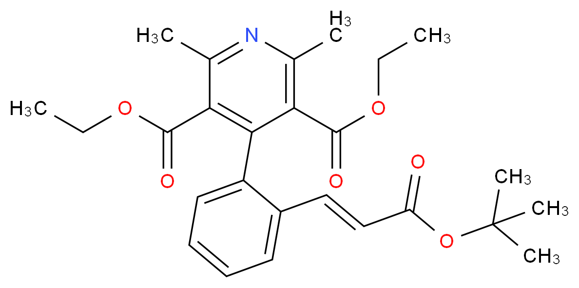 3,5-diethyl 4-{2-[(1E)-3-(tert-butoxy)-3-oxoprop-1-en-1-yl]phenyl}-2,6-dimethylpyridine-3,5-dicarboxylate_分子结构_CAS_130996-24-6