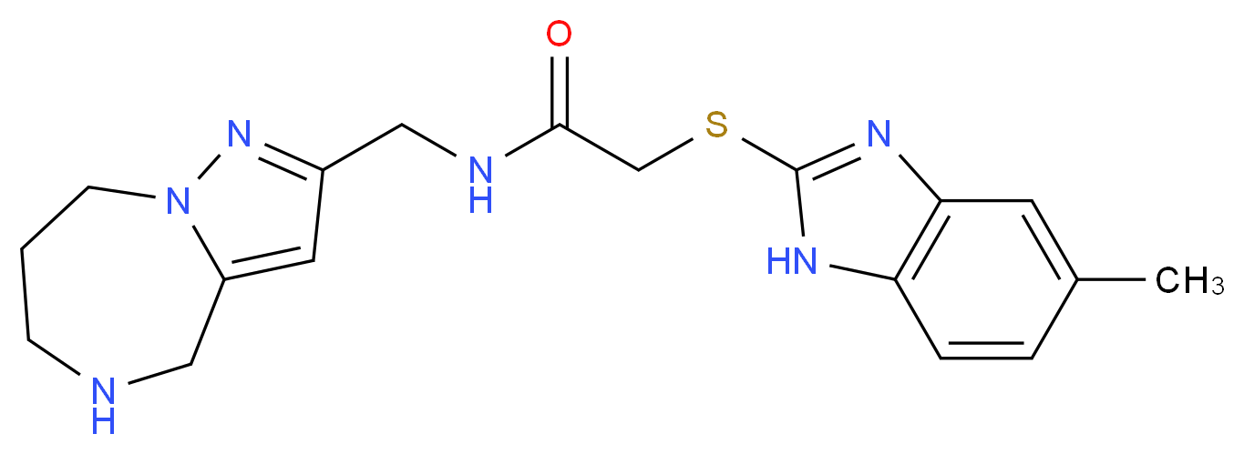2-[(5-methyl-1H-benzimidazol-2-yl)thio]-N-(5,6,7,8-tetrahydro-4H-pyrazolo[1,5-a][1,4]diazepin-2-ylmethyl)acetamide_分子结构_CAS_)