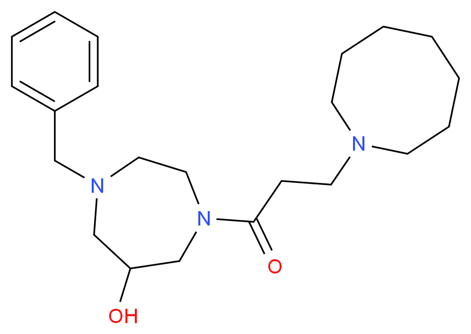 1-[3-(1-azocanyl)propanoyl]-4-benzyl-1,4-diazepan-6-ol_分子结构_CAS_)
