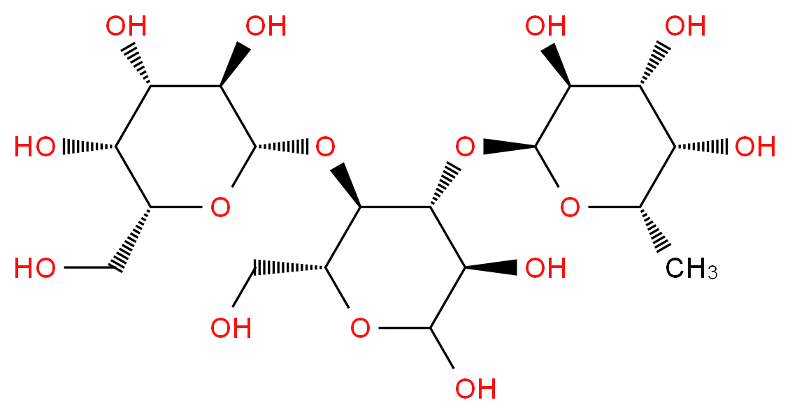 (2S,3S,4R,5S,6S)-2-{[(3R,4R,5R,6R)-2,3-dihydroxy-6-(hydroxymethyl)-5-{[(2S,3R,4S,5R,6R)-3,4,5-trihydroxy-6-(hydroxymethyl)oxan-2-yl]oxy}oxan-4-yl]oxy}-6-methyloxane-3,4,5-triol_分子结构_CAS_41312-47-4