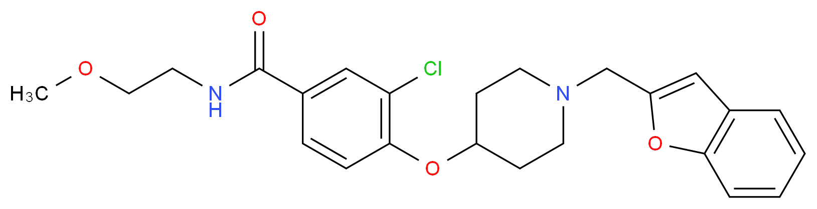 4-{[1-(1-benzofuran-2-ylmethyl)-4-piperidinyl]oxy}-3-chloro-N-(2-methoxyethyl)benzamide_分子结构_CAS_)
