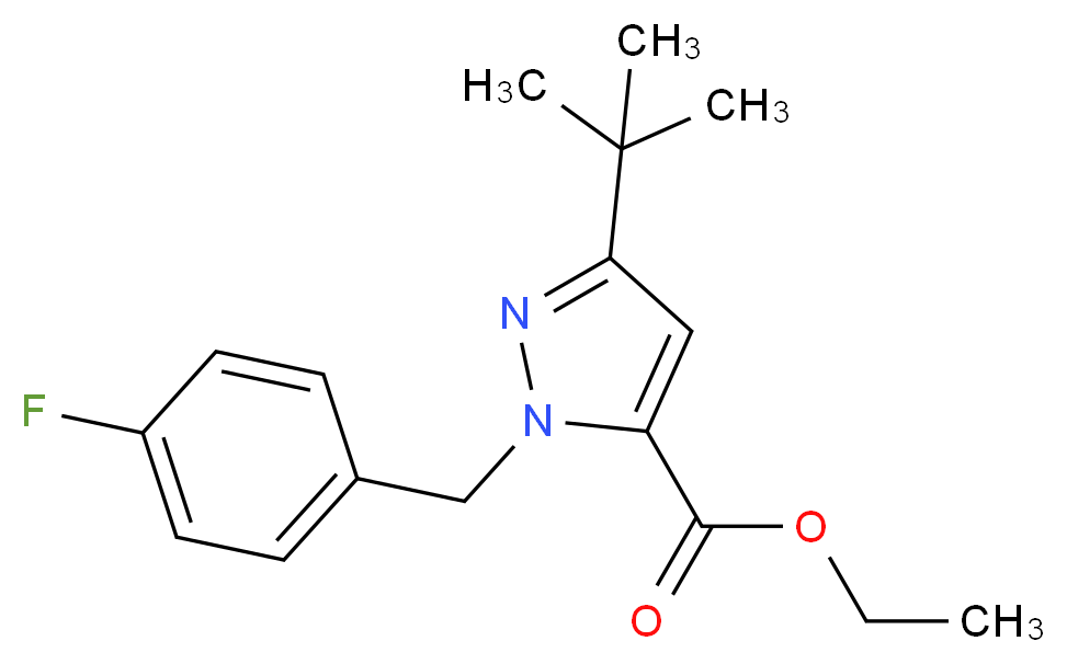 ethyl 3-tert-butyl-1-[(4-fluorophenyl)methyl]-1H-pyrazole-5-carboxylate_分子结构_CAS_306936-98-1