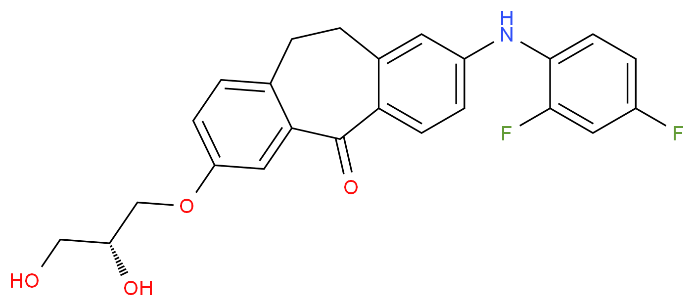 13-[(2,4-difluorophenyl)amino]-5-[(2R)-2,3-dihydroxypropoxy]tricyclo[9.4.0.0<sup>3</sup>,<sup>8</sup>]pentadeca-1(11),3(8),4,6,12,14-hexaen-2-one_分子结构_CAS_1221485-83-1