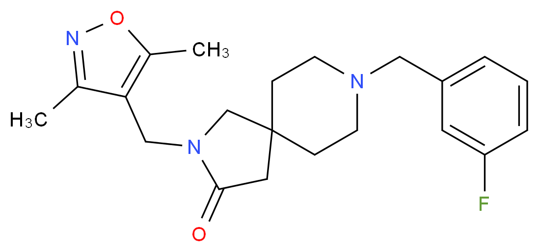 2-[(3,5-dimethyl-4-isoxazolyl)methyl]-8-(3-fluorobenzyl)-2,8-diazaspiro[4.5]decan-3-one_分子结构_CAS_)