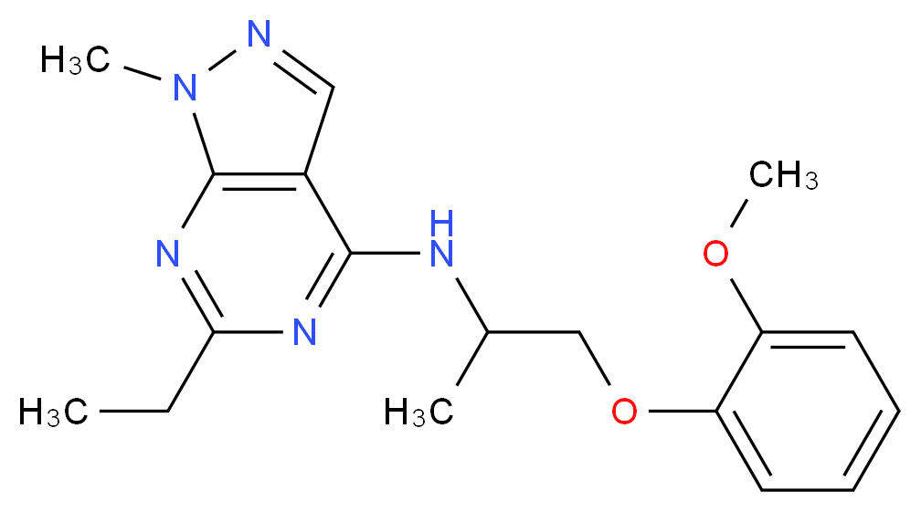 6-ethyl-N-[2-(2-methoxyphenoxy)-1-methylethyl]-1-methyl-1H-pyrazolo[3,4-d]pyrimidin-4-amine_分子结构_CAS_)