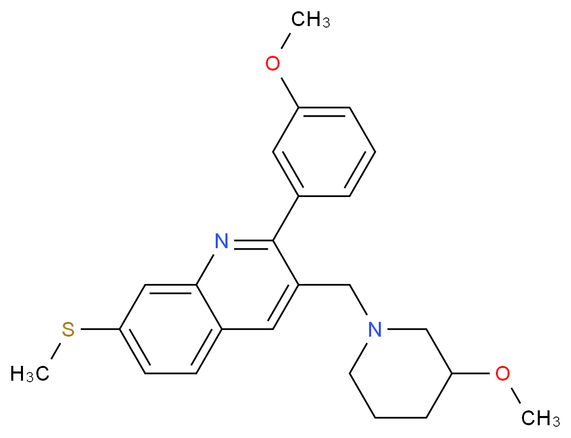 2-(3-methoxyphenyl)-3-[(3-methoxy-1-piperidinyl)methyl]-7-(methylthio)quinoline_分子结构_CAS_)