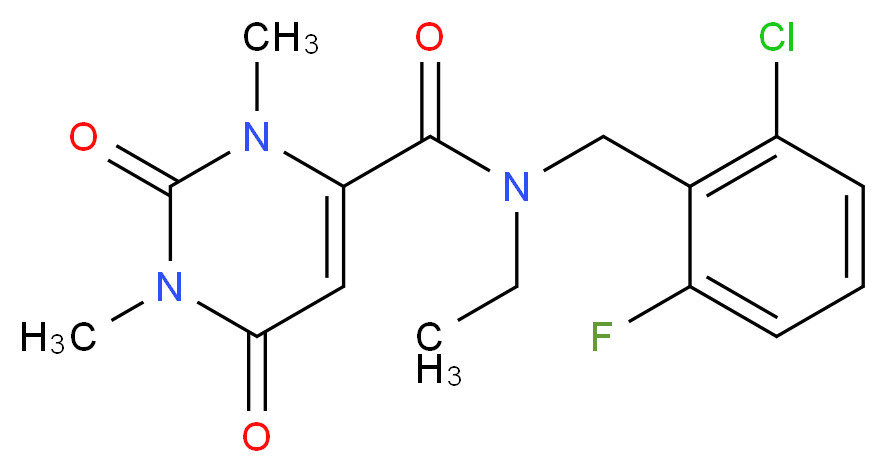 N-(2-chloro-6-fluorobenzyl)-N-ethyl-1,3-dimethyl-2,6-dioxo-1,2,3,6-tetrahydropyrimidine-4-carboxamide_分子结构_CAS_)