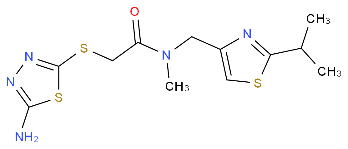 2-[(5-amino-1,3,4-thiadiazol-2-yl)thio]-N-[(2-isopropyl-1,3-thiazol-4-yl)methyl]-N-methylacetamide_分子结构_CAS_)