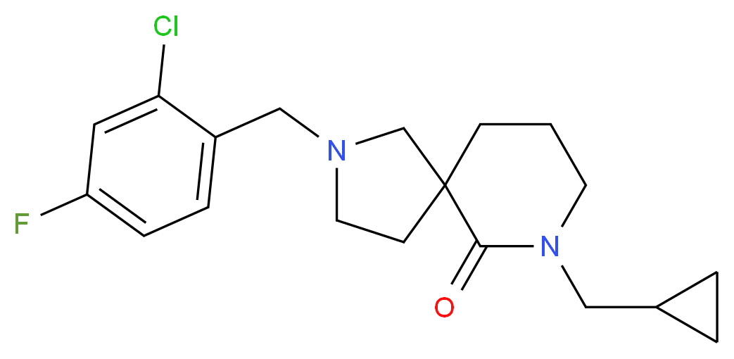 2-(2-chloro-4-fluorobenzyl)-7-(cyclopropylmethyl)-2,7-diazaspiro[4.5]decan-6-one_分子结构_CAS_)