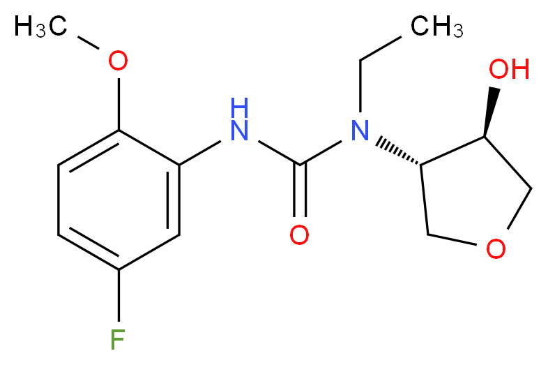 N-ethyl-N'-(5-fluoro-2-methoxyphenyl)-N-[(3S*,4R*)-4-hydroxytetrahydrofuran-3-yl]urea_分子结构_CAS_)