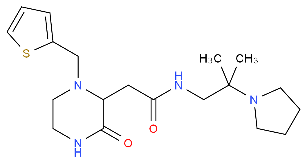 N-[2-methyl-2-(1-pyrrolidinyl)propyl]-2-[3-oxo-1-(2-thienylmethyl)-2-piperazinyl]acetamide_分子结构_CAS_)