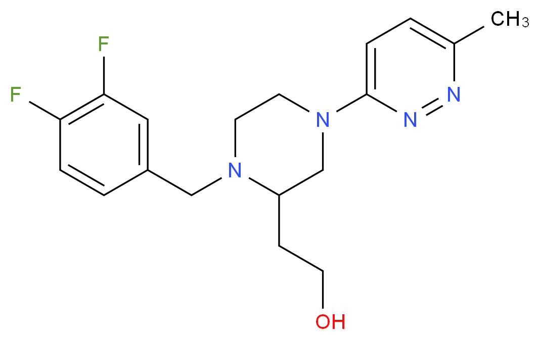 2-[1-(3,4-difluorobenzyl)-4-(6-methyl-3-pyridazinyl)-2-piperazinyl]ethanol_分子结构_CAS_)
