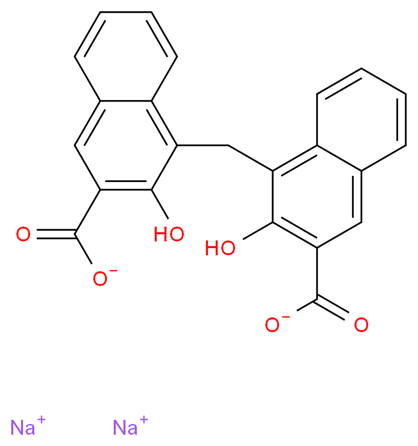 disodium 4-[(3-carboxylato-2-hydroxynaphthalen-1-yl)methyl]-3-hydroxynaphthalene-2-carboxylate_分子结构_CAS_6640-22-8