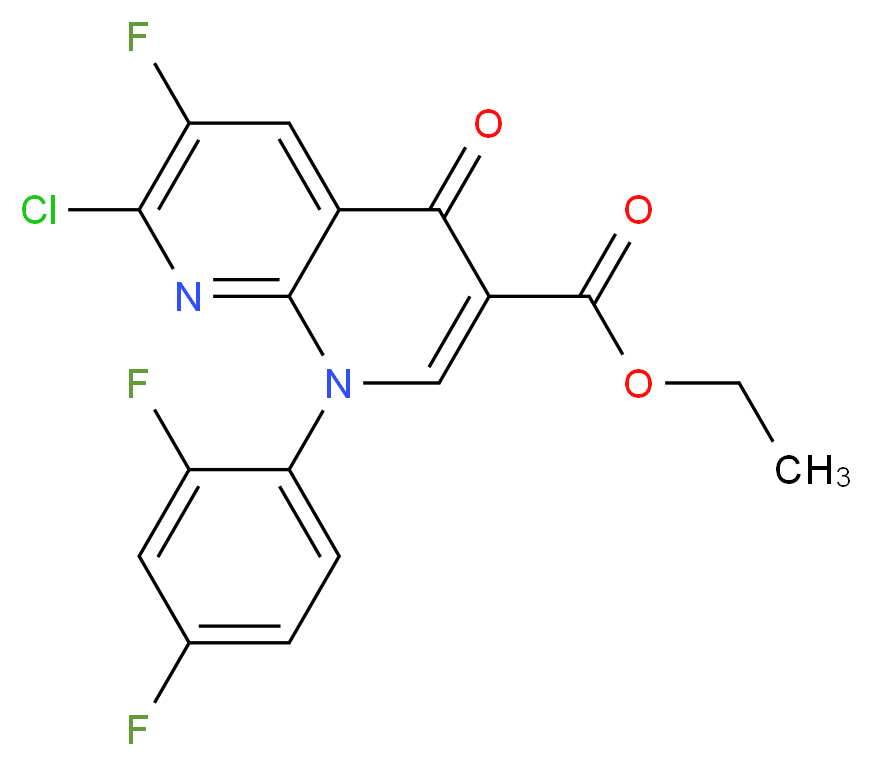 7-Chloro-6-fluoro-1-(2,4-difluorophenyl)-1,4-dihydro-4-oxo-1,8-naphthyridine-3-carboxylic Acid Ethyl Ester_分子结构_CAS_100491-29-0)