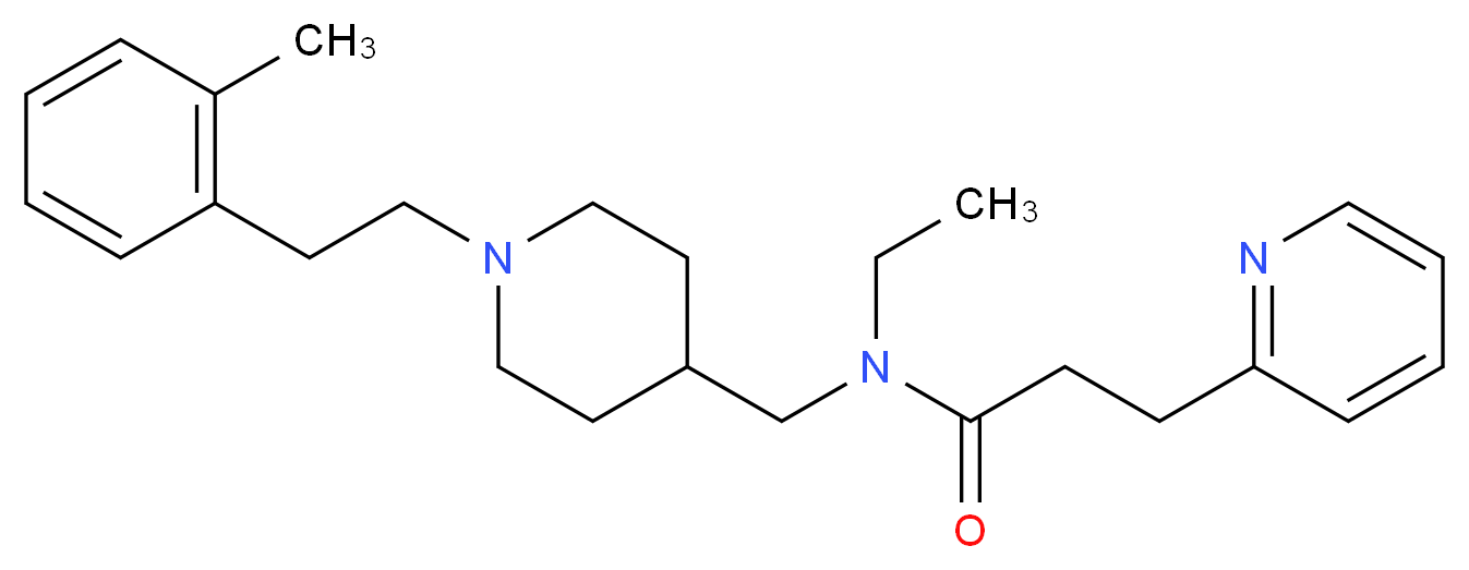 N-ethyl-N-({1-[2-(2-methylphenyl)ethyl]-4-piperidinyl}methyl)-3-(2-pyridinyl)propanamide_分子结构_CAS_)
