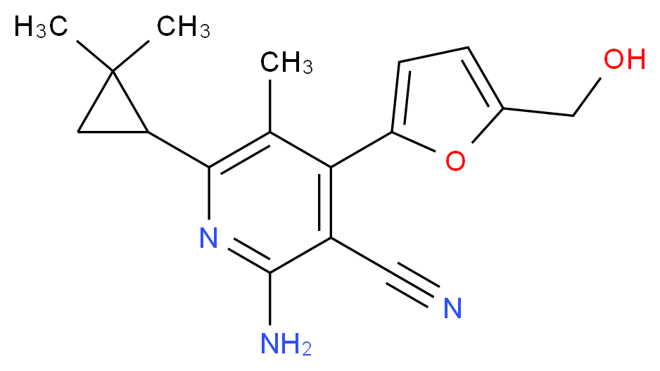 2-amino-6-(2,2-dimethylcyclopropyl)-4-[5-(hydroxymethyl)-2-furyl]-5-methylnicotinonitrile_分子结构_CAS_)