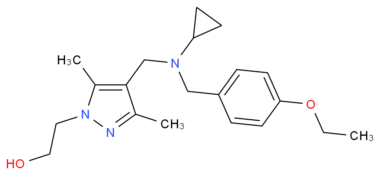 2-(4-{[cyclopropyl(4-ethoxybenzyl)amino]methyl}-3,5-dimethyl-1H-pyrazol-1-yl)ethanol_分子结构_CAS_)