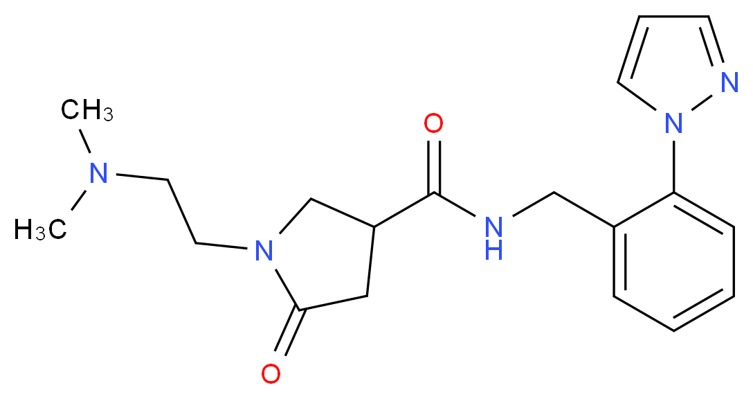 1-[2-(dimethylamino)ethyl]-5-oxo-N-[2-(1H-pyrazol-1-yl)benzyl]-3-pyrrolidinecarboxamide_分子结构_CAS_)