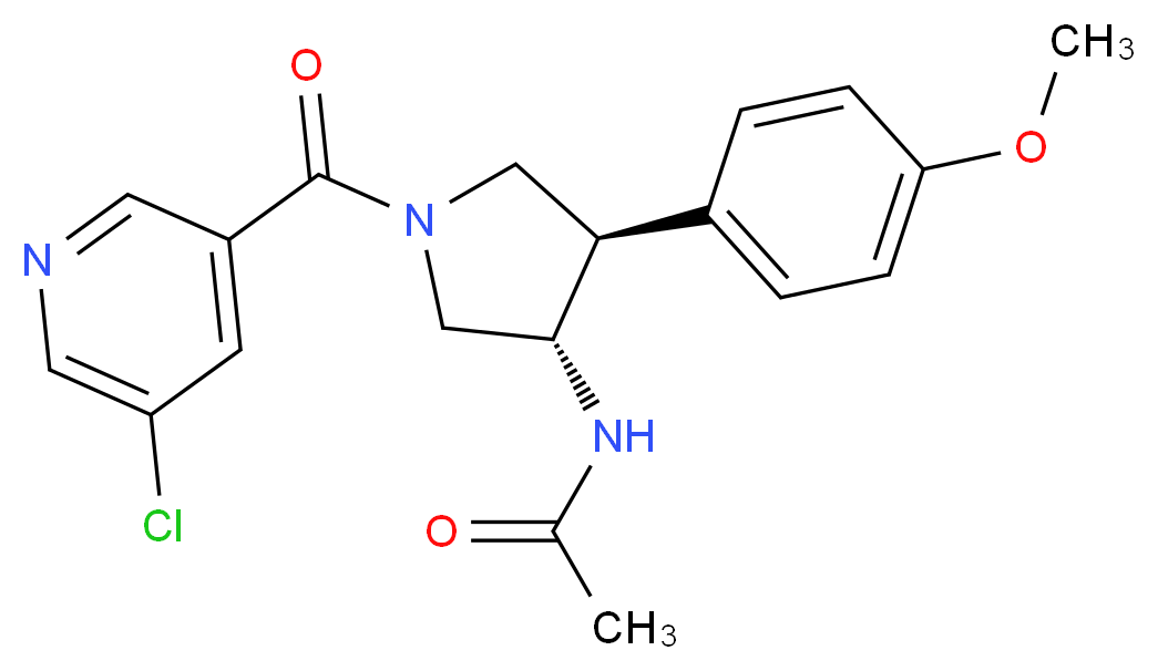 N-[(3S*,4R*)-1-[(5-chloropyridin-3-yl)carbonyl]-4-(4-methoxyphenyl)pyrrolidin-3-yl]acetamide_分子结构_CAS_)