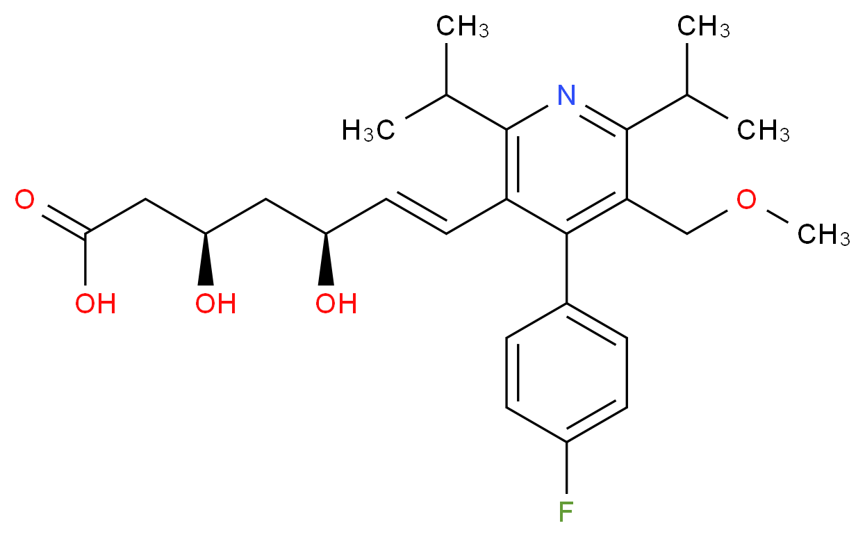 (3R,5S,6E)-7-[4-(4-fluorophenyl)-5-(methoxymethyl)-2,6-bis(propan-2-yl)pyridin-3-yl]-3,5-dihydroxyhept-6-enoic acid_分子结构_CAS_145599-86-6