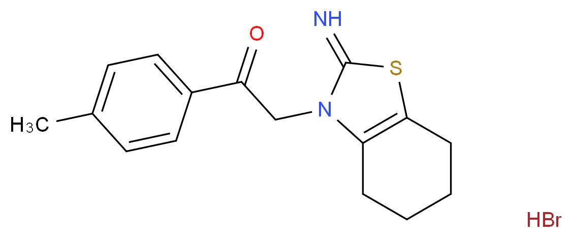 2-(2-imino-2,3,4,5,6,7-hexahydro-1,3-benzothiazol-3-yl)-1-(4-methylphenyl)ethan-1-one hydrobromide_分子结构_CAS_63208-82-2