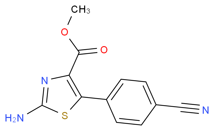 methyl 2-amino-5-(4-cyanophenyl)-1,3-thiazole-4-carboxylate_分子结构_CAS_886361-36-0