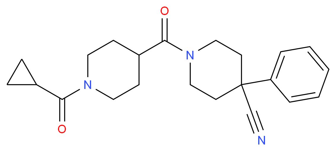 1-{[1-(cyclopropylcarbonyl)-4-piperidinyl]carbonyl}-4-phenyl-4-piperidinecarbonitrile_分子结构_CAS_)