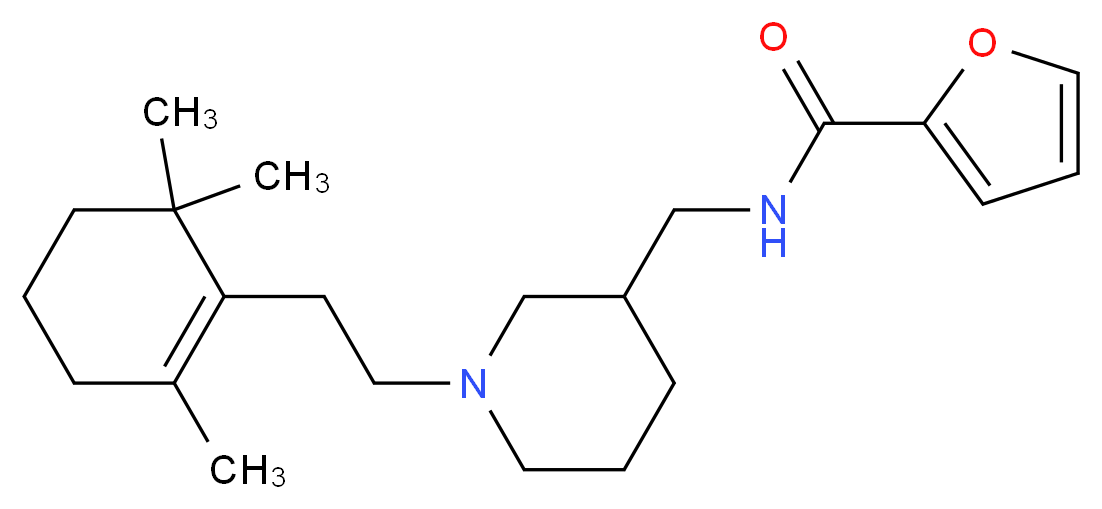 N-({1-[2-(2,6,6-trimethyl-1-cyclohexen-1-yl)ethyl]-3-piperidinyl}methyl)-2-furamide_分子结构_CAS_)