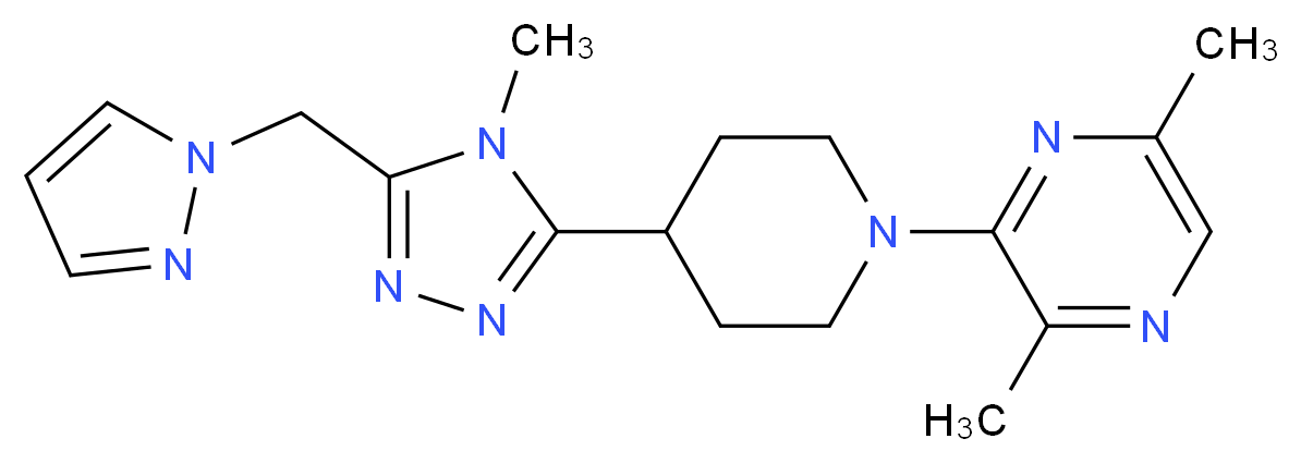 2,5-dimethyl-3-{4-[4-methyl-5-(1H-pyrazol-1-ylmethyl)-4H-1,2,4-triazol-3-yl]piperidin-1-yl}pyrazine_分子结构_CAS_)