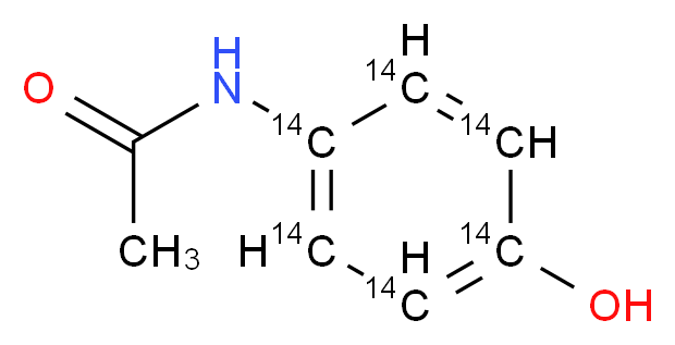 N-[4-hydroxy(1,2,3,4,5,6-<sup>1</sup><sup>4</sup>C<sub>6</sub>)phenyl]acetamide_分子结构_CAS_90135-67-4