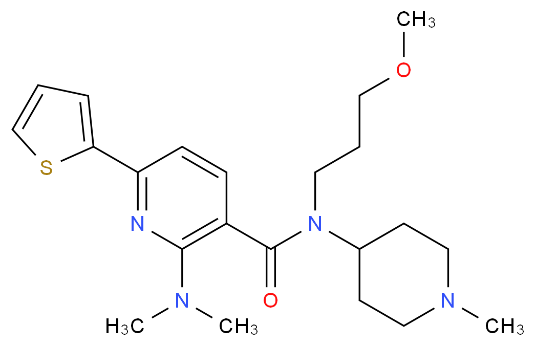 2-(dimethylamino)-N-(3-methoxypropyl)-N-(1-methyl-4-piperidinyl)-6-(2-thienyl)nicotinamide_分子结构_CAS_)