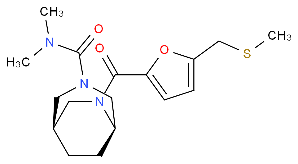 (1R*,5R*)-N,N-dimethyl-6-{5-[(methylthio)methyl]-2-furoyl}-3,6-diazabicyclo[3.2.2]nonane-3-carboxamide_分子结构_CAS_)