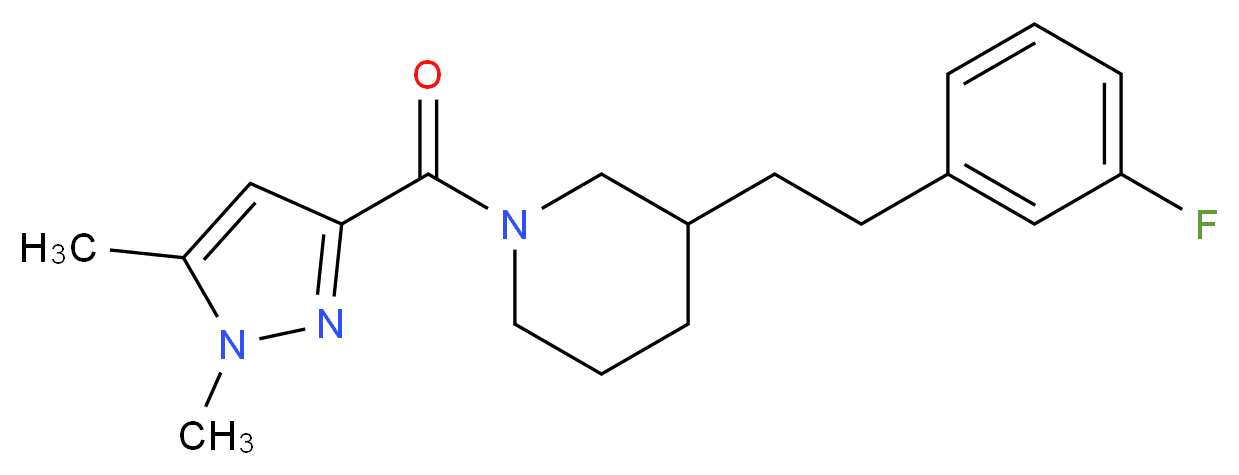 1-[(1,5-dimethyl-1H-pyrazol-3-yl)carbonyl]-3-[2-(3-fluorophenyl)ethyl]piperidine_分子结构_CAS_)