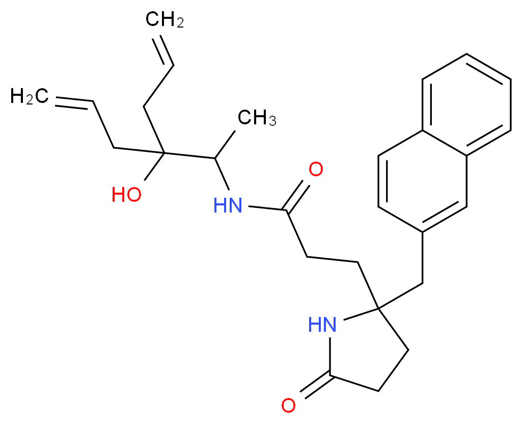 N-(2-allyl-2-hydroxy-1-methyl-4-penten-1-yl)-3-[2-(2-naphthylmethyl)-5-oxo-2-pyrrolidinyl]propanamide_分子结构_CAS_)