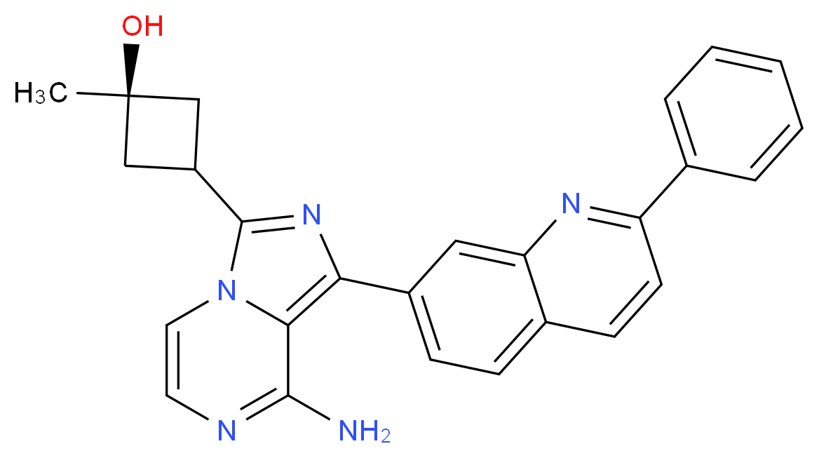 3-[8-amino-1-(2-phenylquinolin-7-yl)imidazo[1,5-a]pyrazin-3-yl]-1-methylcyclobutan-1-ol_分子结构_CAS_867160-71-2