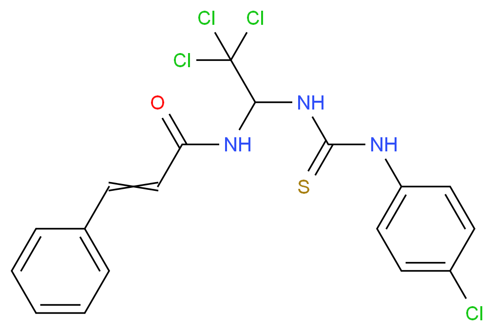 (2E)-3-phenyl-N-(2,2,2-trichloro-1-{[(4-chlorophenyl)carbamothioyl]amino}ethyl)prop-2-enamide_分子结构_CAS_1164470-53-4