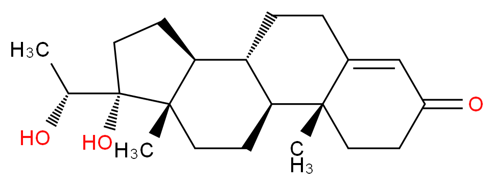 (1S,2R,10R,11S,14R,15S)-14-hydroxy-14-[(1R)-1-hydroxyethyl]-2,15-dimethyltetracyclo[8.7.0.0^{2,7}.0^{11,15}]heptadec-6-en-5-one_分子结构_CAS_1662-06-2