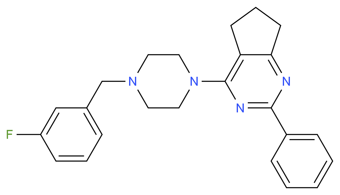 4-[4-(3-fluorobenzyl)-1-piperazinyl]-2-phenyl-6,7-dihydro-5H-cyclopenta[d]pyrimidine_分子结构_CAS_)