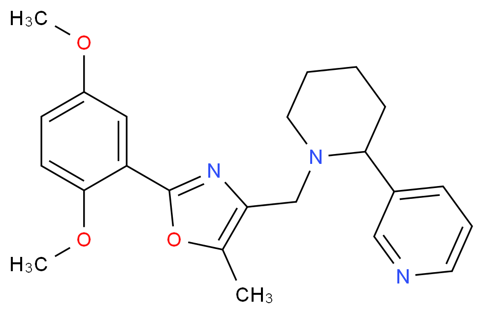 3-(1-{[2-(2,5-dimethoxyphenyl)-5-methyl-1,3-oxazol-4-yl]methyl}-2-piperidinyl)pyridine_分子结构_CAS_)