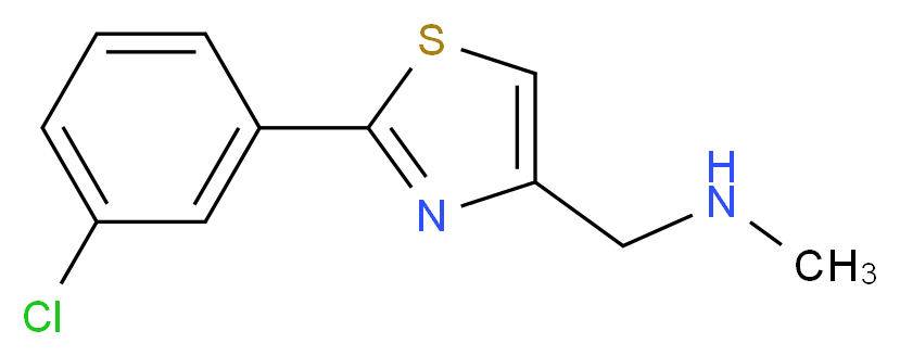 {[2-(3-chlorophenyl)-1,3-thiazol-4-yl]methyl}(methyl)amine_分子结构_CAS_864068-99-5