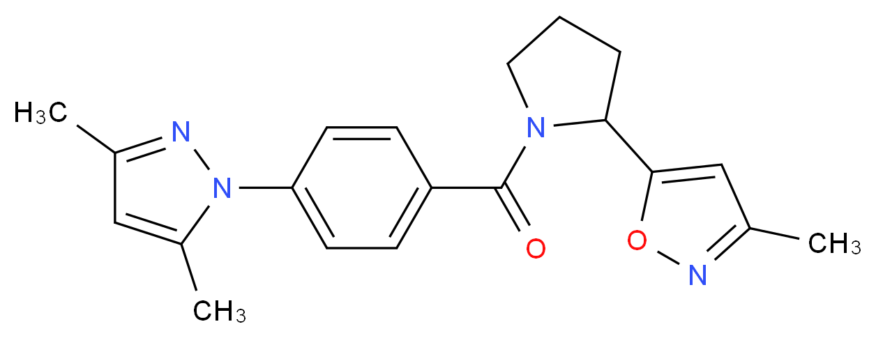 5-{1-[4-(3,5-dimethyl-1H-pyrazol-1-yl)benzoyl]-2-pyrrolidinyl}-3-methylisoxazole_分子结构_CAS_)
