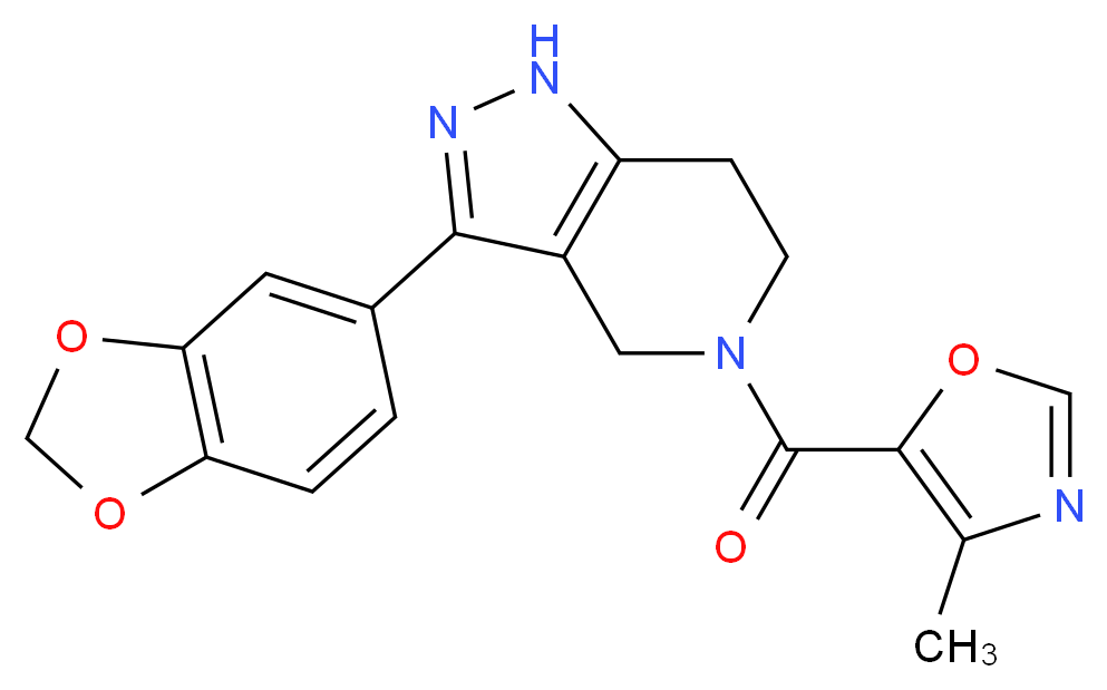 3-(1,3-benzodioxol-5-yl)-5-[(4-methyl-1,3-oxazol-5-yl)carbonyl]-4,5,6,7-tetrahydro-1H-pyrazolo[4,3-c]pyridine_分子结构_CAS_)