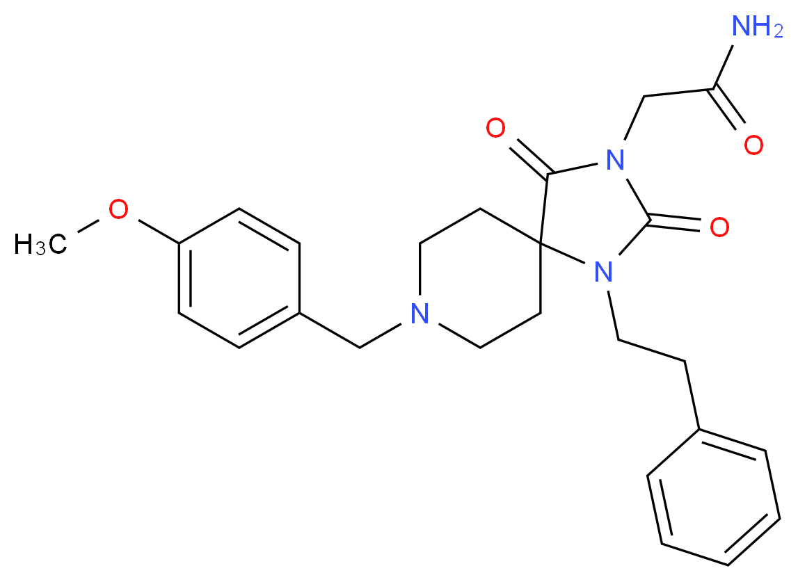 2-[8-(4-methoxybenzyl)-2,4-dioxo-1-(2-phenylethyl)-1,3,8-triazaspiro[4.5]dec-3-yl]acetamide_分子结构_CAS_)