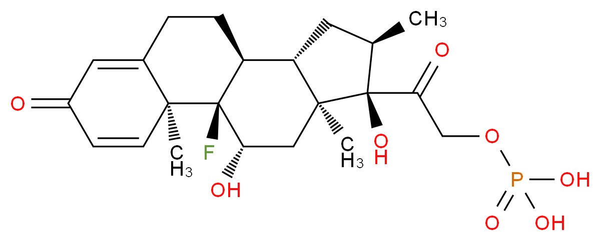 {2-[(1R,2S,10S,11S,13R,14R,15S,17S)-1-fluoro-14,17-dihydroxy-2,13,15-trimethyl-5-oxotetracyclo[8.7.0.0<sup>2</sup>,<sup>7</sup>.0<sup>1</sup><sup>1</sup>,<sup>1</sup><sup>5</sup>]heptadeca-3,6-dien-14-yl]-2-oxoethoxy}phosphonic acid_分子结构_CAS_312-93-6