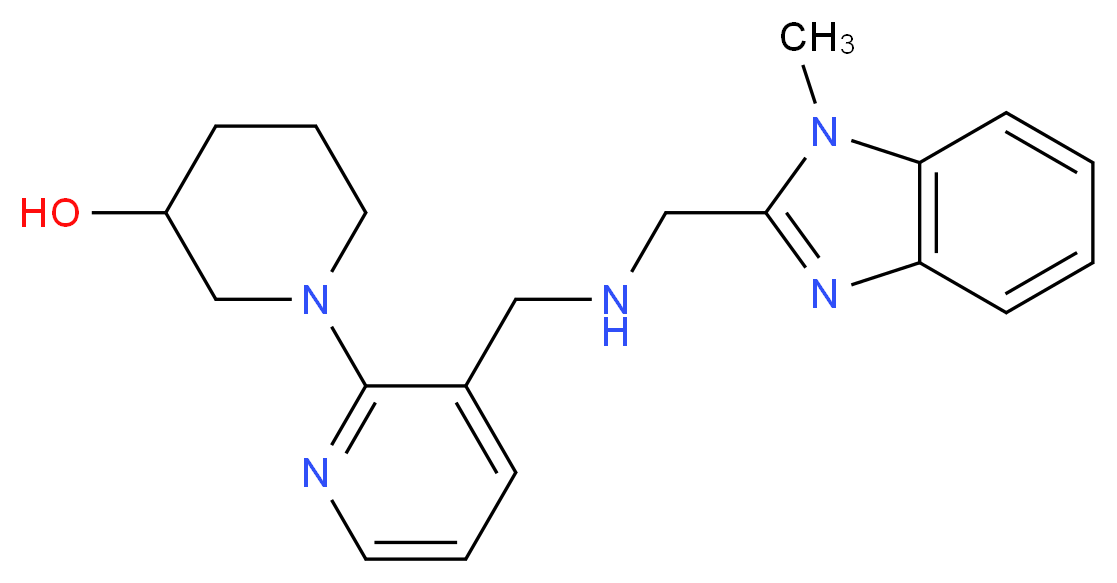 1-[3-({[(1-methyl-1H-benzimidazol-2-yl)methyl]amino}methyl)-2-pyridinyl]-3-piperidinol_分子结构_CAS_)