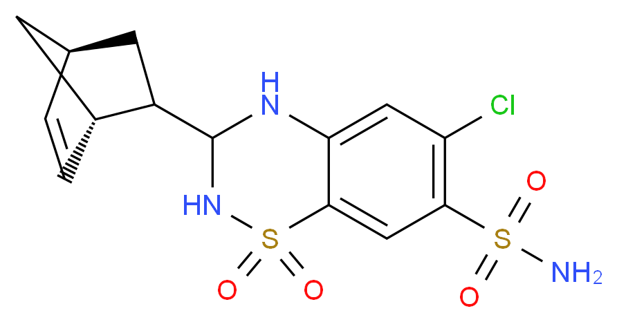 3-[(1S,4S)-bicyclo[2.2.1]hept-5-en-2-yl]-6-chloro-1,1-dioxo-3,4-dihydro-2H-1λ<sup>6</sup>,2,4-benzothiadiazine-7-sulfonamide_分子结构_CAS_2259-96-3