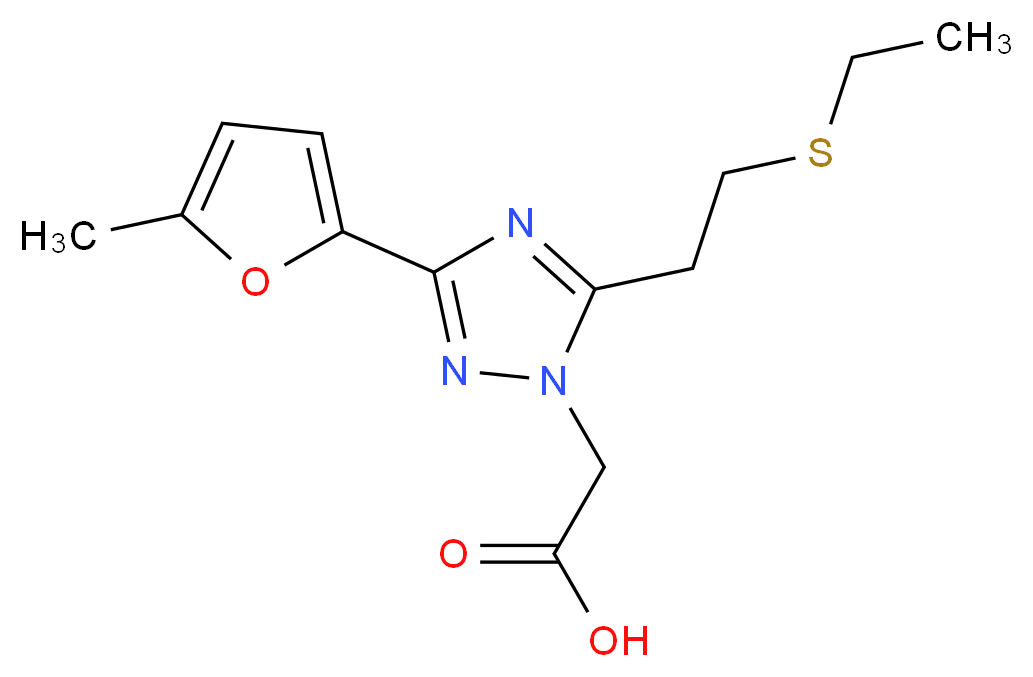 [5-[2-(ethylthio)ethyl]-3-(5-methyl-2-furyl)-1H-1,2,4-triazol-1-yl]acetic acid_分子结构_CAS_)