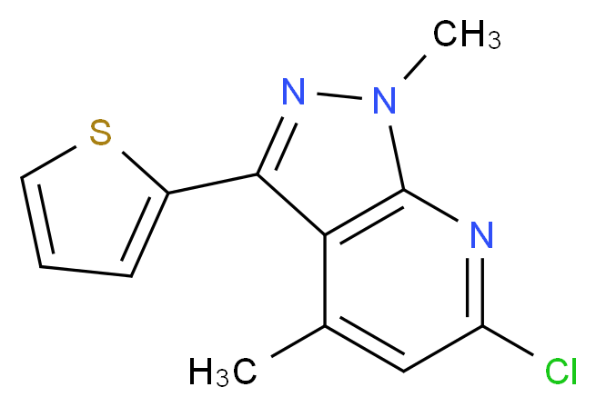 6-chloro-1,4-dimethyl-3-(2-thienyl)-1H-pyrazolo[3,4-b]pyridine_分子结构_CAS_650592-18-0)